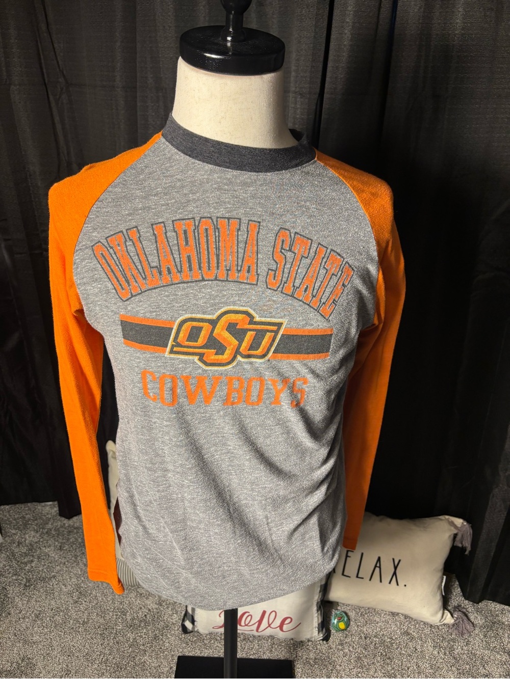 Oklahoma State Cowboys Gray and Orange Raglan Jersey